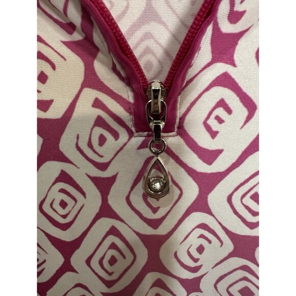 San Soleil Soltex Lux Cooling shirt Size Medium Pink Geometric UPF 50 Vented - Picture 3 of 7